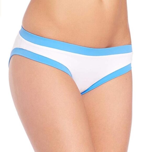 MILLY Cabana Surfer Girl Bikini Bottom Colorblock White Blue Medium NWT - Picture 2 of 7